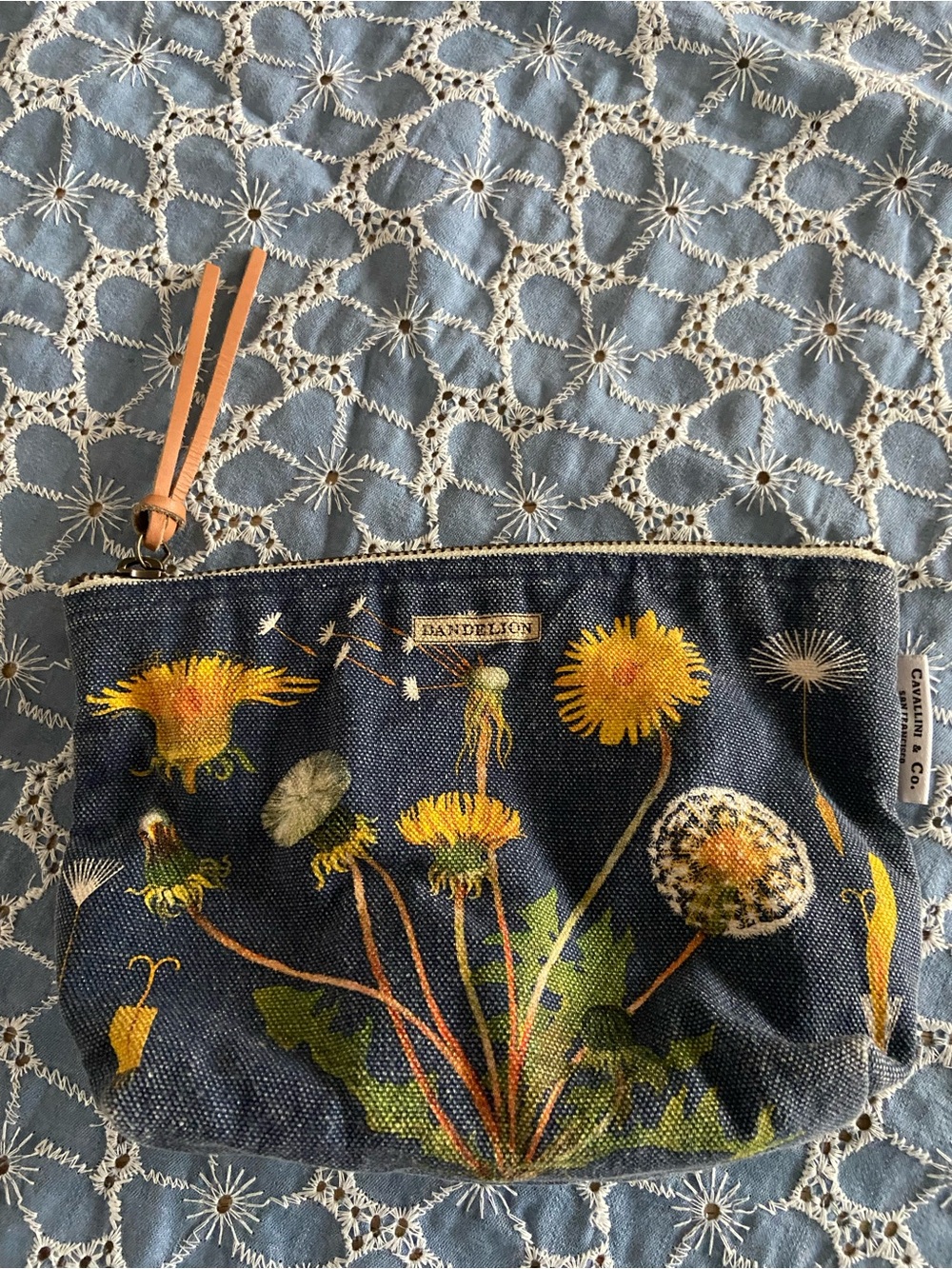 Dandelion Denim Makeup Bag by Cavallini & Co.
